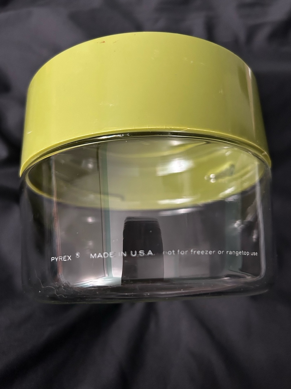 Vintage Pyrex Clear Glass Storage Jar with Avocado Green Lid